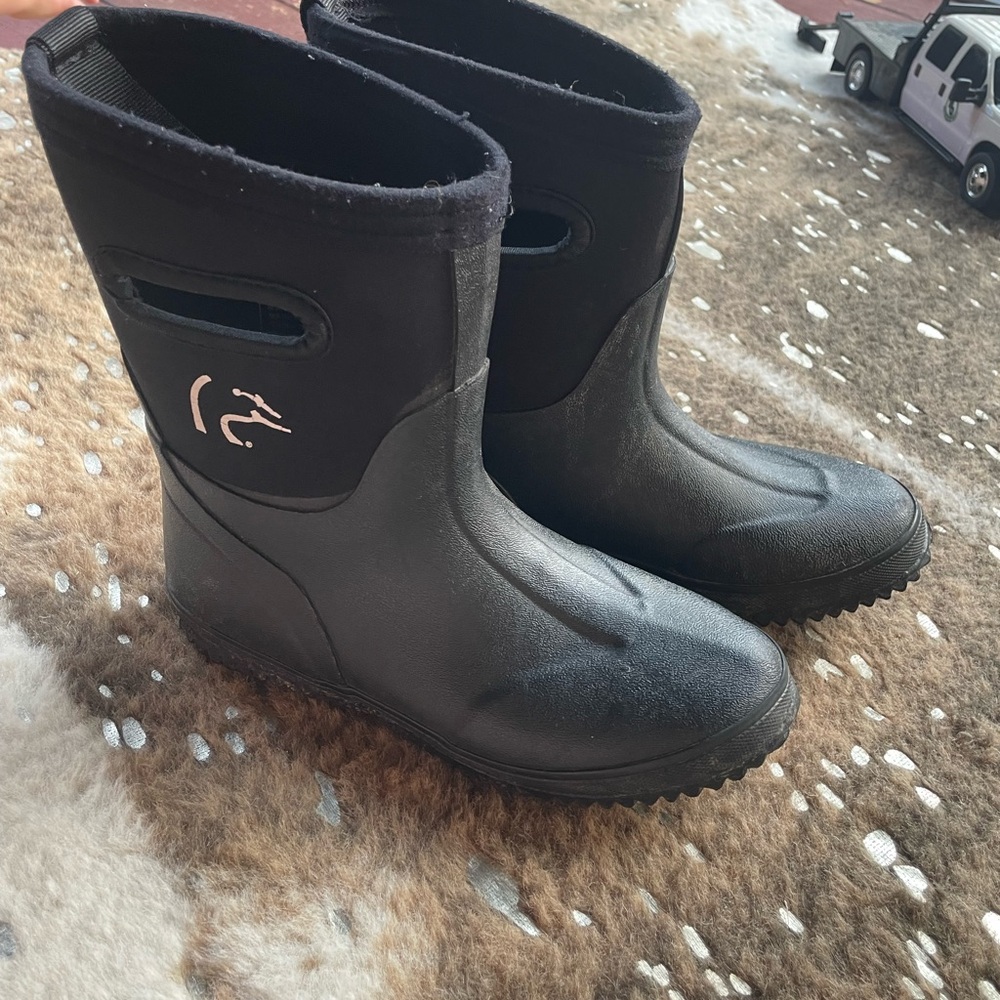 Ducks Unlimited Kids Waterproof Lined Black Winter Rain Boots